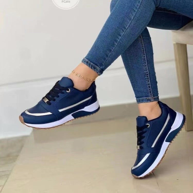 Casual Lace-up Flat Shoes Women Shallow Round Toe Sports Walking Sneakers GO buy