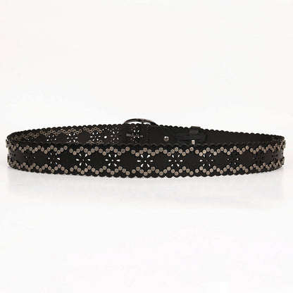Lace rivet leather belt head layer cowhide women's belt GO Buy