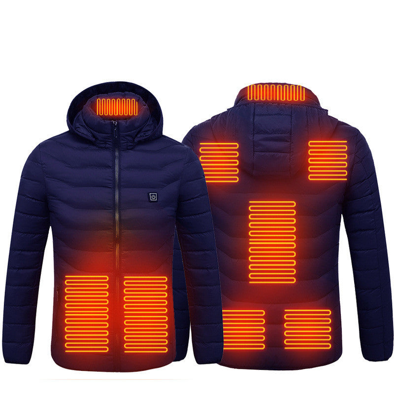 Men's Intelligent 8-zone Heating Stand Collar Hooded Lightweight Heating Insulation Jacket GO buy
