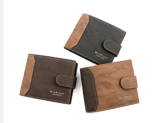 Men's Wallet Short Style With Korean Edition Hinge Gold Stamping GO Buy
