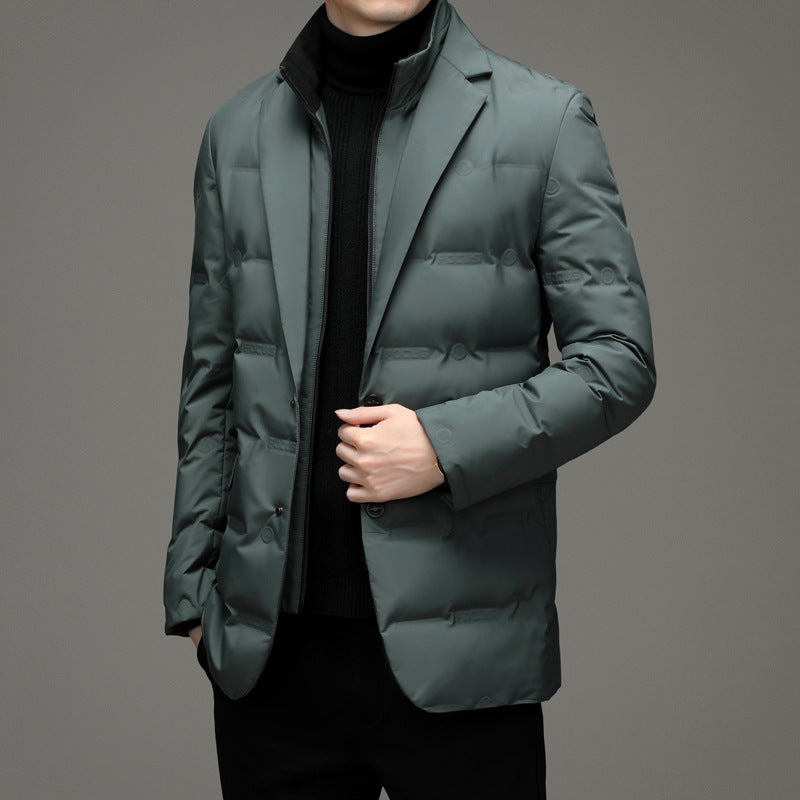 Down Suit Men's Fake Two Pieces Business Casual Jacket GO buy