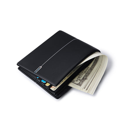 Wallet Men's Business Cowhide Fashion Black GO Buy