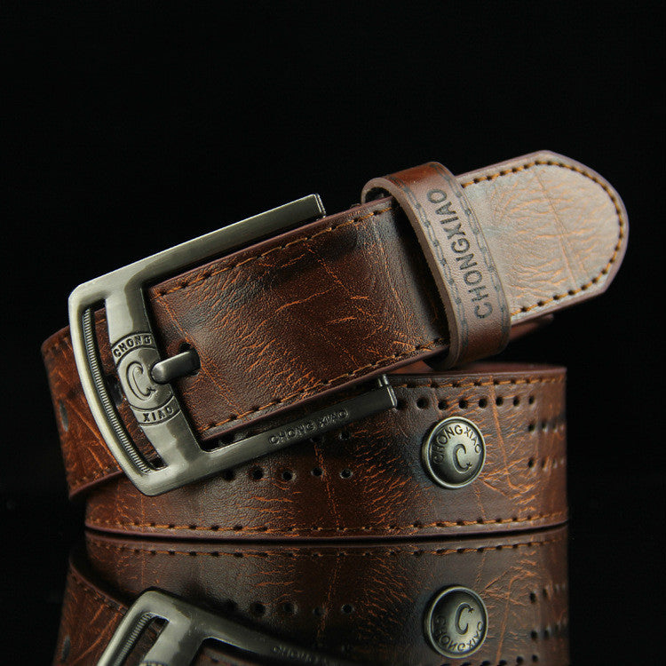 Men's Denim Casual Hollow Rivet Wide Belt GO Buy