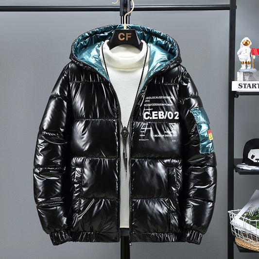 Winter Down Thick Bright Leather Cotton-padded Jacket GO buy