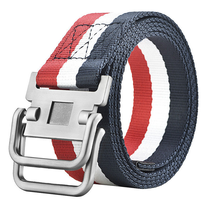 Men's Military Training Belt With Double Buckle Canvas GO Buy