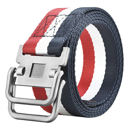 Men's Military Training Belt With Double Buckle Canvas GO Buy