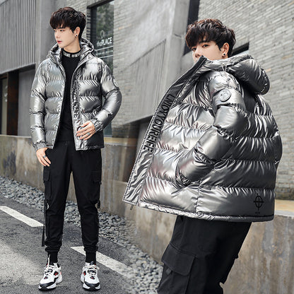 Winter New Bright Surface Cotton-padded Clothes Couple's Fashion Brand Bread Coat Cotton-padded Clothes GO Buy