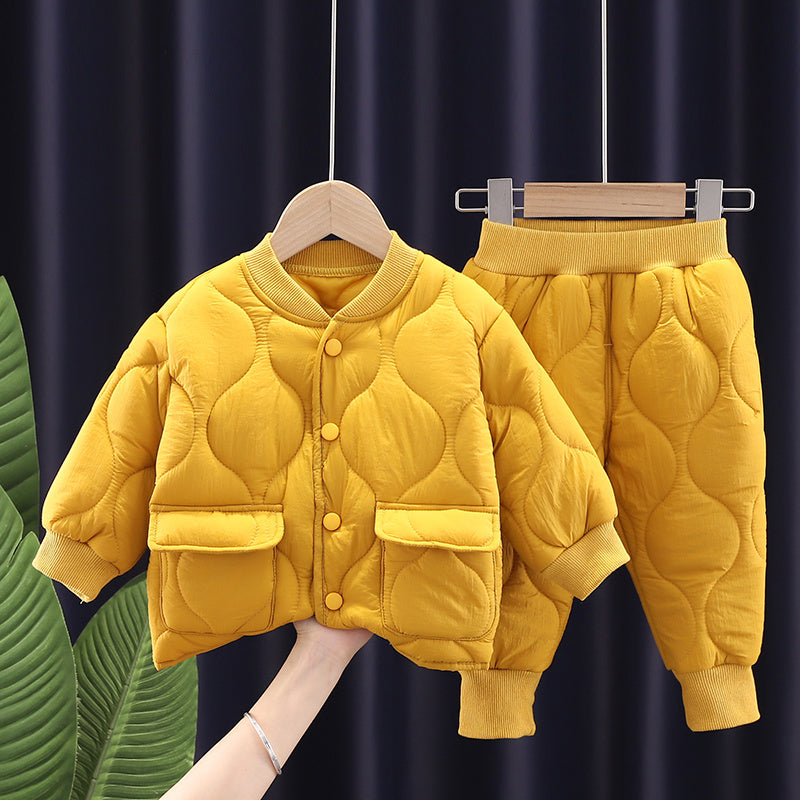 Boys' Cotton Clothes Baby Warm Two-piece Set GO buy