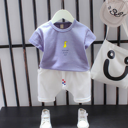 Summer Letter Lapel Short Sleeve Two-piece Suit GO buy