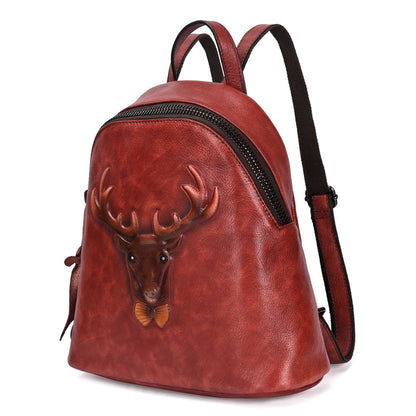 New Style Tree Skin care lotion Leather Retro Double Shoulder Bag Head Layer Cowhide Backpack Male Hand Rubbed Color Leather Casual School Bag Female GO Buy
