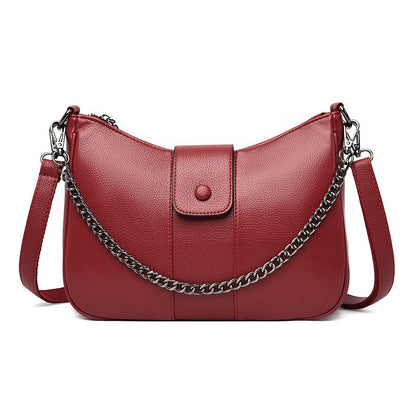 One-shoulder Diagonal Bag Lychee Pattern Soft Leather GO Buy