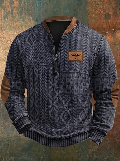 Autumn And Winter Printed Half Zipper Sweater With Buckle Gobuy Fashion