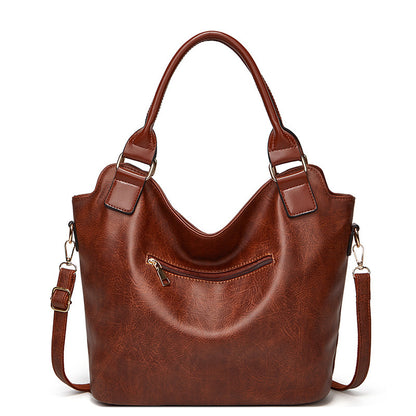 Women's Handbag Large Capacity Single Shoulder Messenger Oil Leather Bag GO Buy