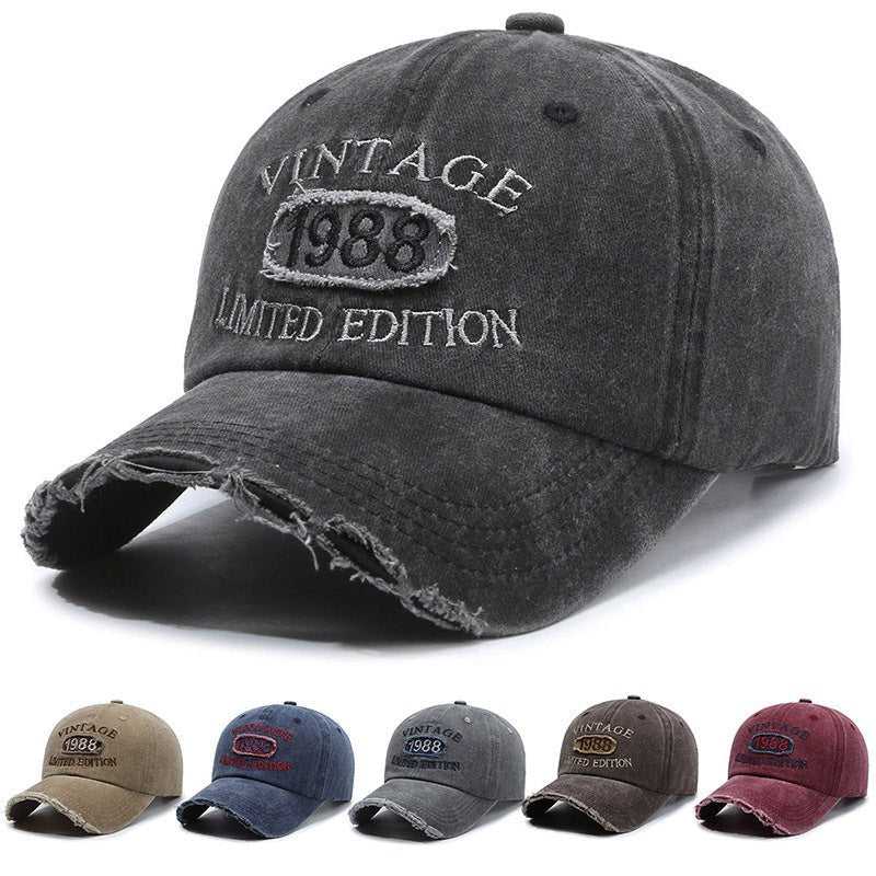 American Retro Soft Top Make Old Ripped Letter Embroidered Baseball Cap - Gobuy Fashion