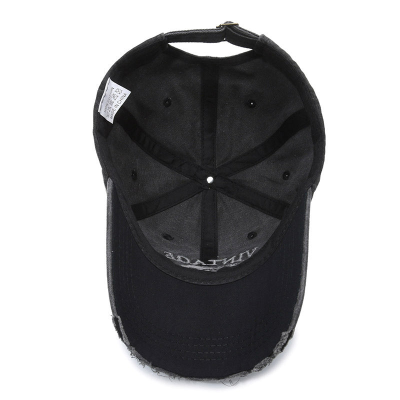 American Retro Soft Top Make Old Ripped Letter Embroidered Baseball Cap - Gobuy Fashion