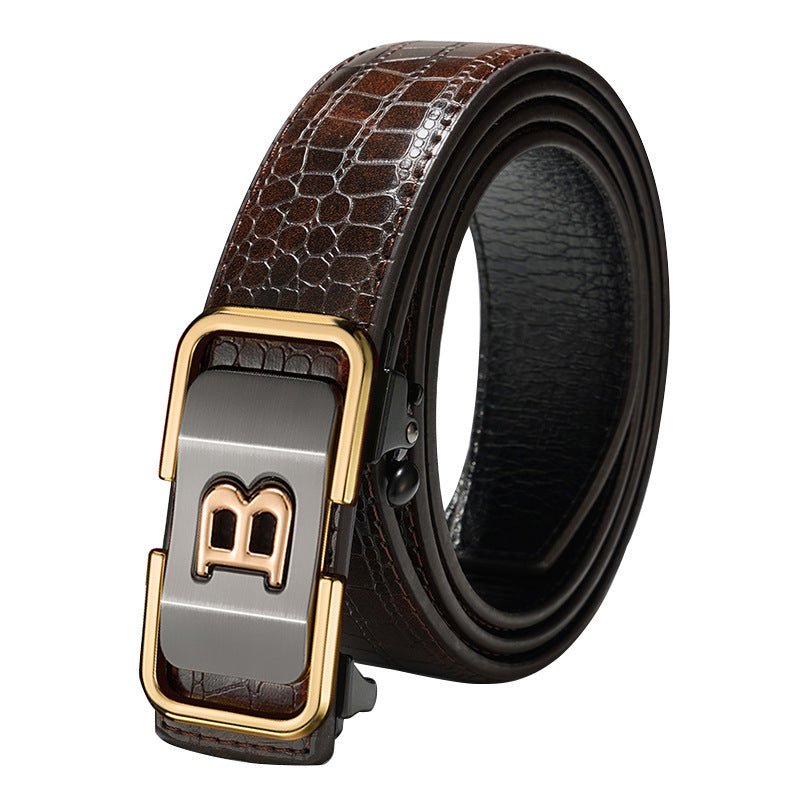 Automatic Buckle Genuine Leather Belt For Middle - aged And Young People - Go Buy