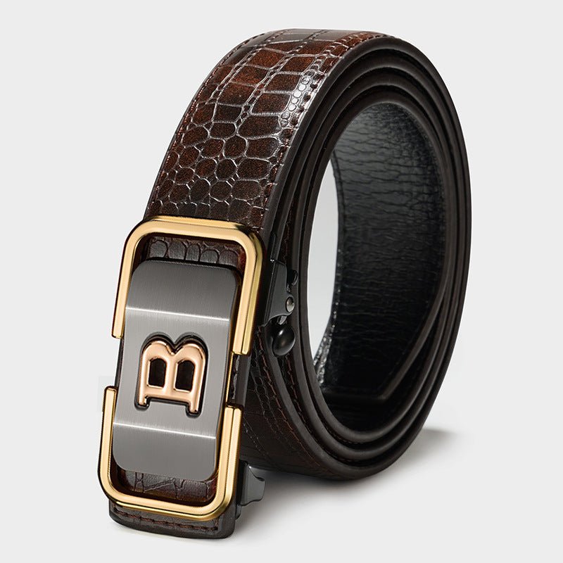 Automatic Buckle Genuine Leather Belt For Middle - aged And Young People - Go Buy