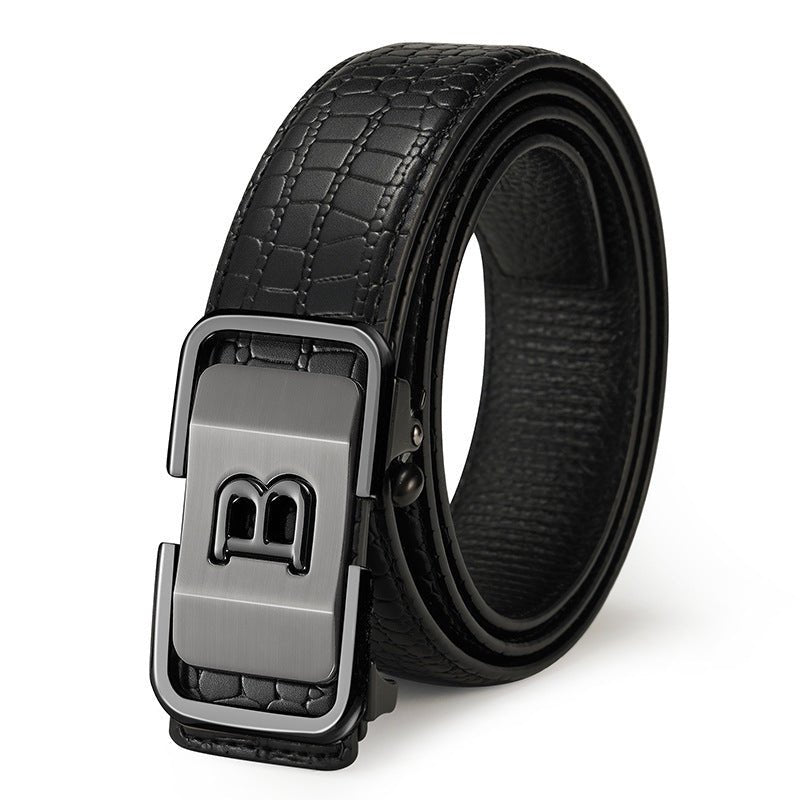 Automatic Buckle Genuine Leather Belt For Middle - aged And Young People - Go Buy