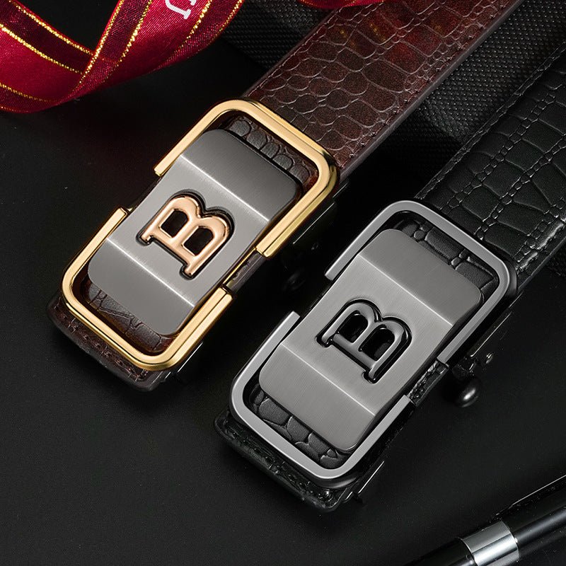 Automatic Buckle Genuine Leather Belt For Middle - aged And Young People - Go Buy