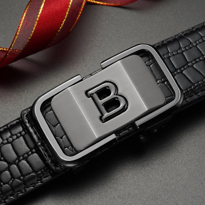 Automatic Buckle Genuine Leather Belt For Middle - aged And Young People - Go Buy