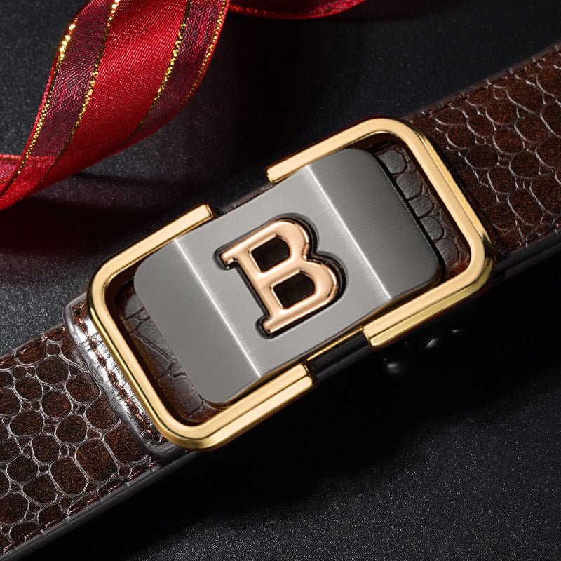 Automatic Buckle Genuine Leather Belt For Middle - aged And Young People - Go Buy