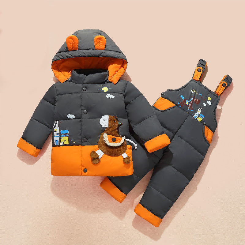 Casual Children Thick Down Jacket Suit GO buy