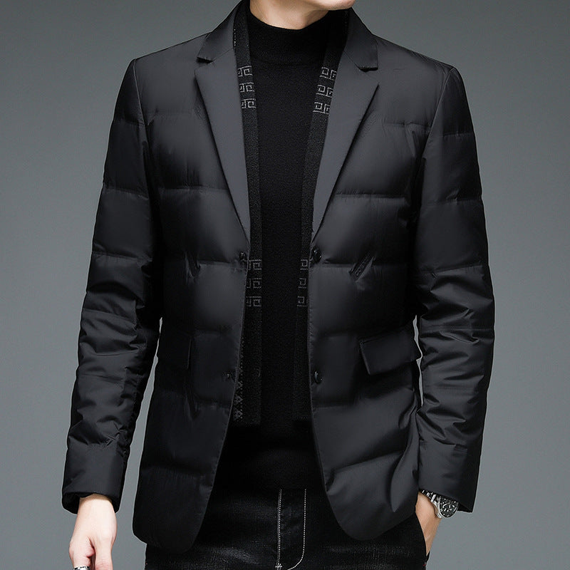 Winter Men's Suit Detachable Scarf Collar Casual Down Jacket GO buy