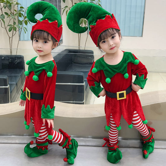 Christmas Children's Elf Dress Suit Costume GO buy
