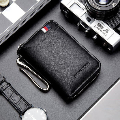 Men's Large-capacity Zipper Real Cowhide Card Case GO Buy