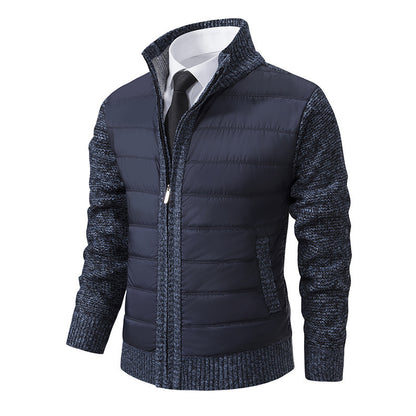Stand Collar Fleece-lined Thickened Men's Coat GO buy