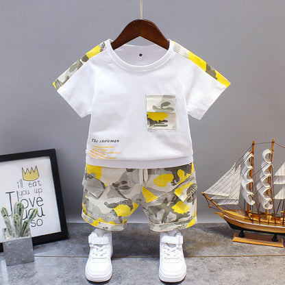 Summer Letter Lapel Short Sleeve Two-piece Suit GO buy