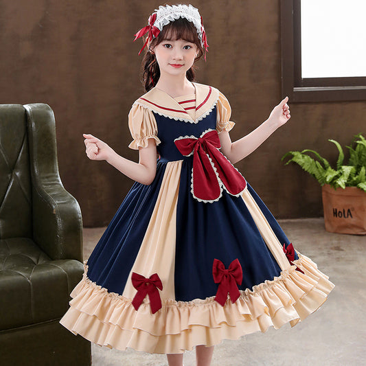 Girls Dress Pleated Bow Lolita Princess Dress GO buy