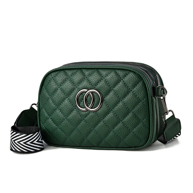 Fashion Shoulder Bag With Three Zippers Wide Shoulder Strap Small Square Bag Women GO Buy