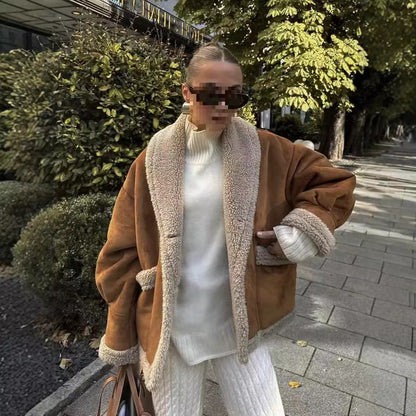 Women's Casual Lapel Loose Woolen Coat GO buy
