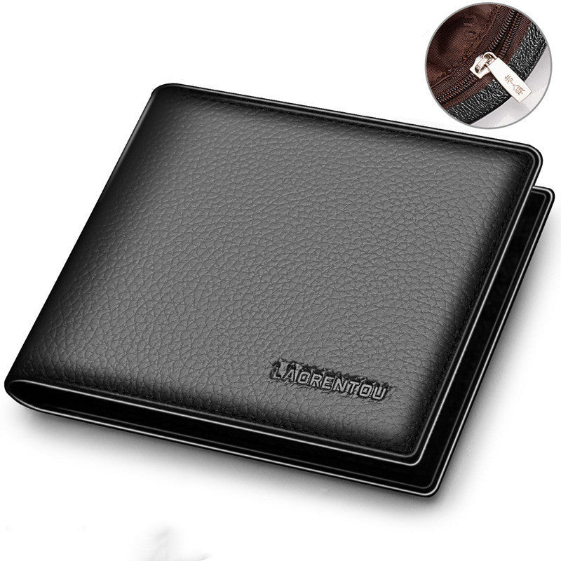 Horizontal First Layer Cowhide Business Zipper Wallet GO Buy
