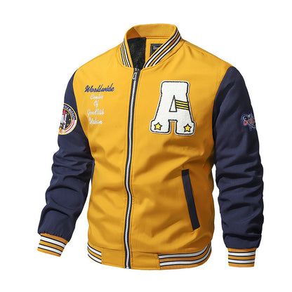 Retro Baseball Uniform Men's Thickened Loose Casual Jacket GO buy