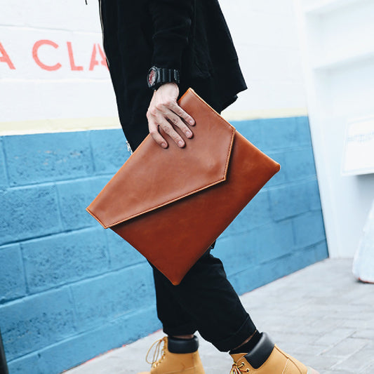 Leather Upgraded Men's Style Business Casual Fashion Hand-held Envelope File Bag GO Buy