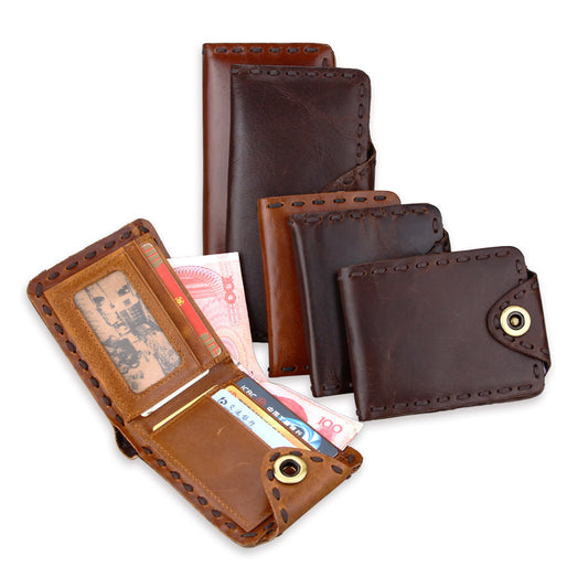 Vintage Men's Long Oily Leather First Layer Cowhide Wallet GO Buy