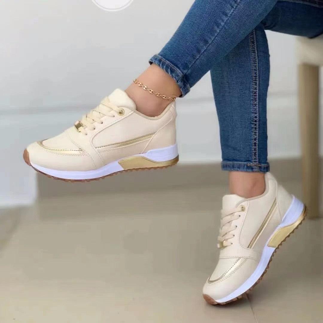 Casual Lace-up Flat Shoes Women Shallow Round Toe Sports Walking Sneakers GO buy