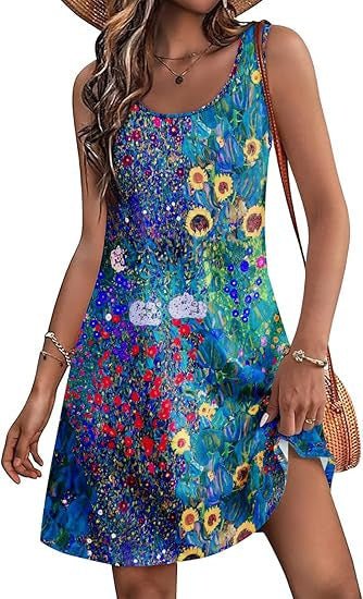 Casual European And American Garden Collar Printing Dress - Gobuy Fashion