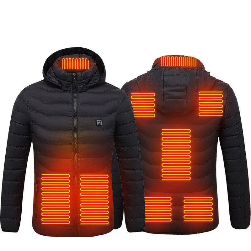 Men's Intelligent 8-zone Heating Stand Collar Hooded Lightweight Heating Insulation Jacket GO buy