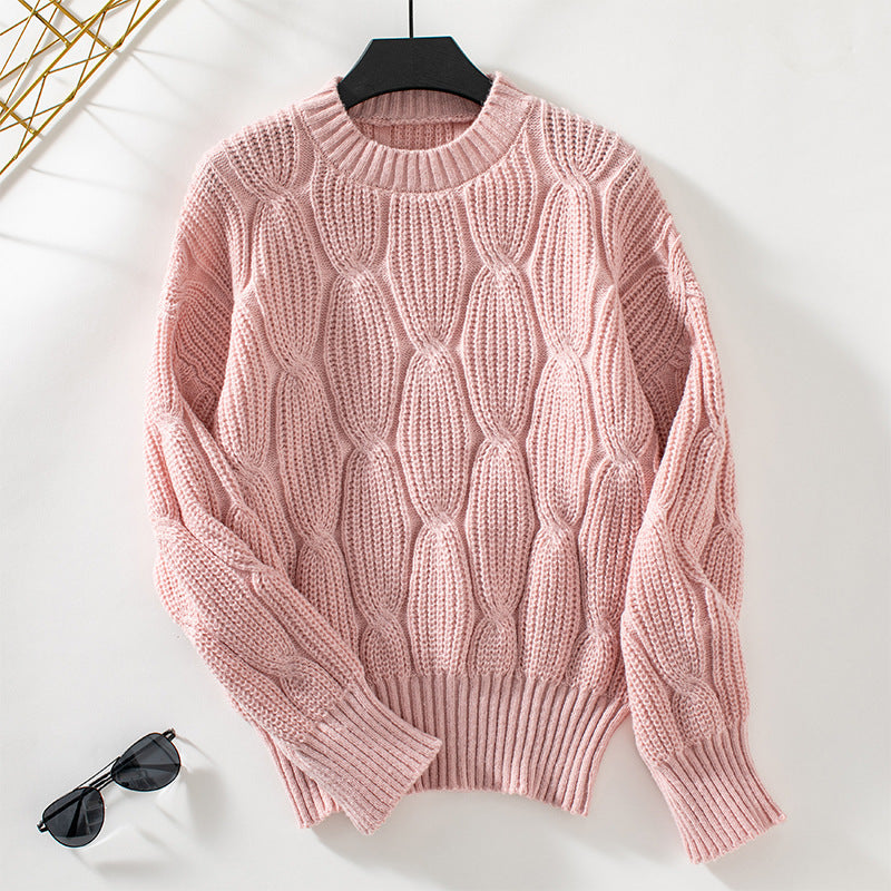 Solid Color Twisted Pullover Women's Knitwear GO buy