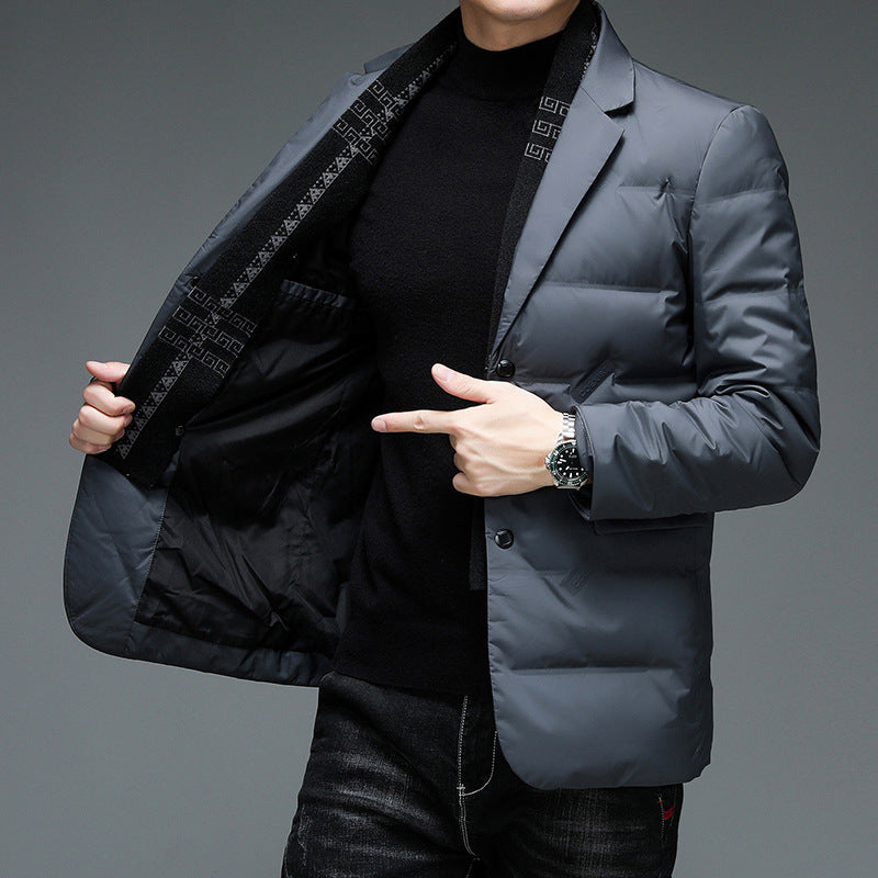 Winter Men's Suit Detachable Scarf Collar Casual Down Jacket GO buy