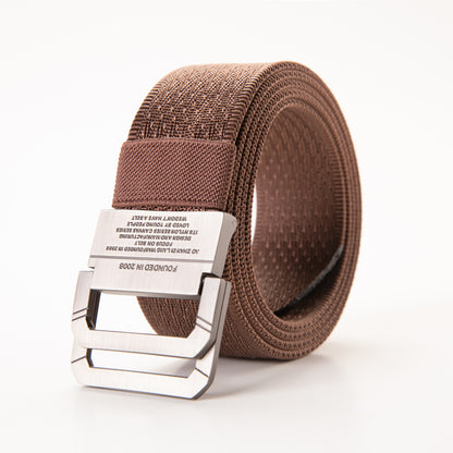 Quick-drying Nylon Belt Men's Tactical Sports Belt Alloy Double Ring Buckle Korean Woven Canvas Trousers GO Buy