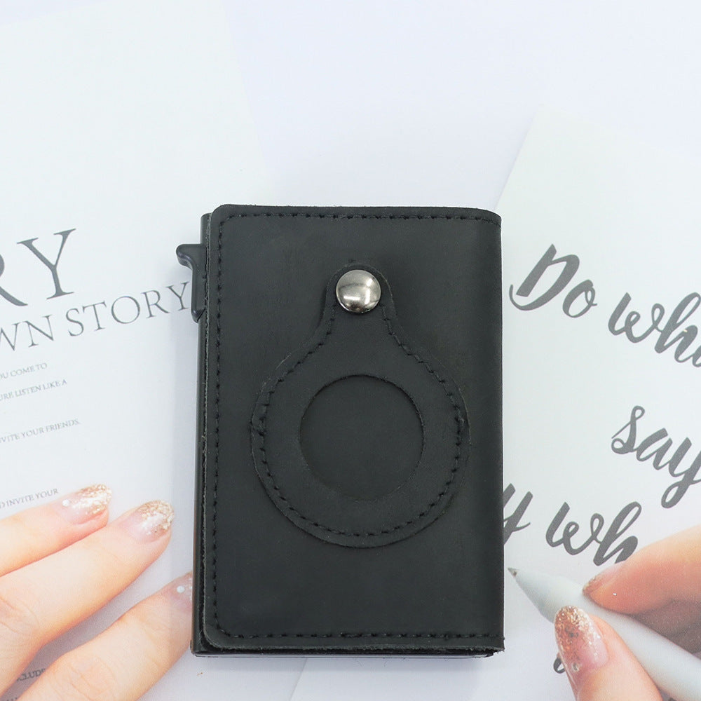 Leather Card Case Automatic Card Wallet Anti Lost GO Buy