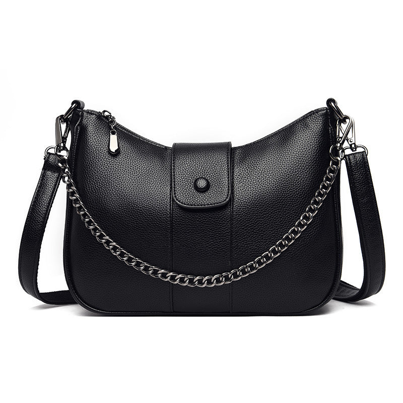 One-shoulder Diagonal Bag Lychee Pattern Soft Leather GO Buy