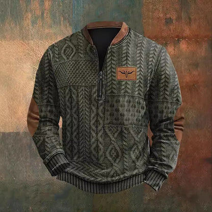 Autumn And Winter Printed Half Zipper Sweater With Buckle Gobuy Fashion
