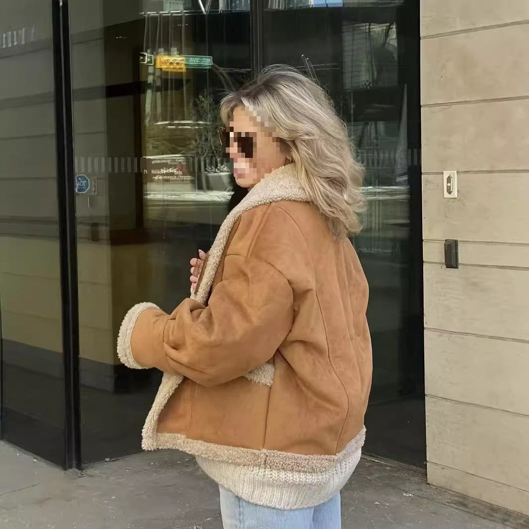 Women's Casual Lapel Loose Woolen Coat GO buy