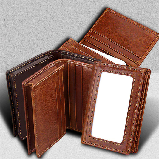 Leather Anti-magnetic RFID Anti-theft Swiping Change Document Package Card Holder GO Buy