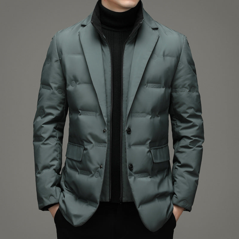 Down Suit Men's Fake Two Pieces Business Casual Jacket GO buy